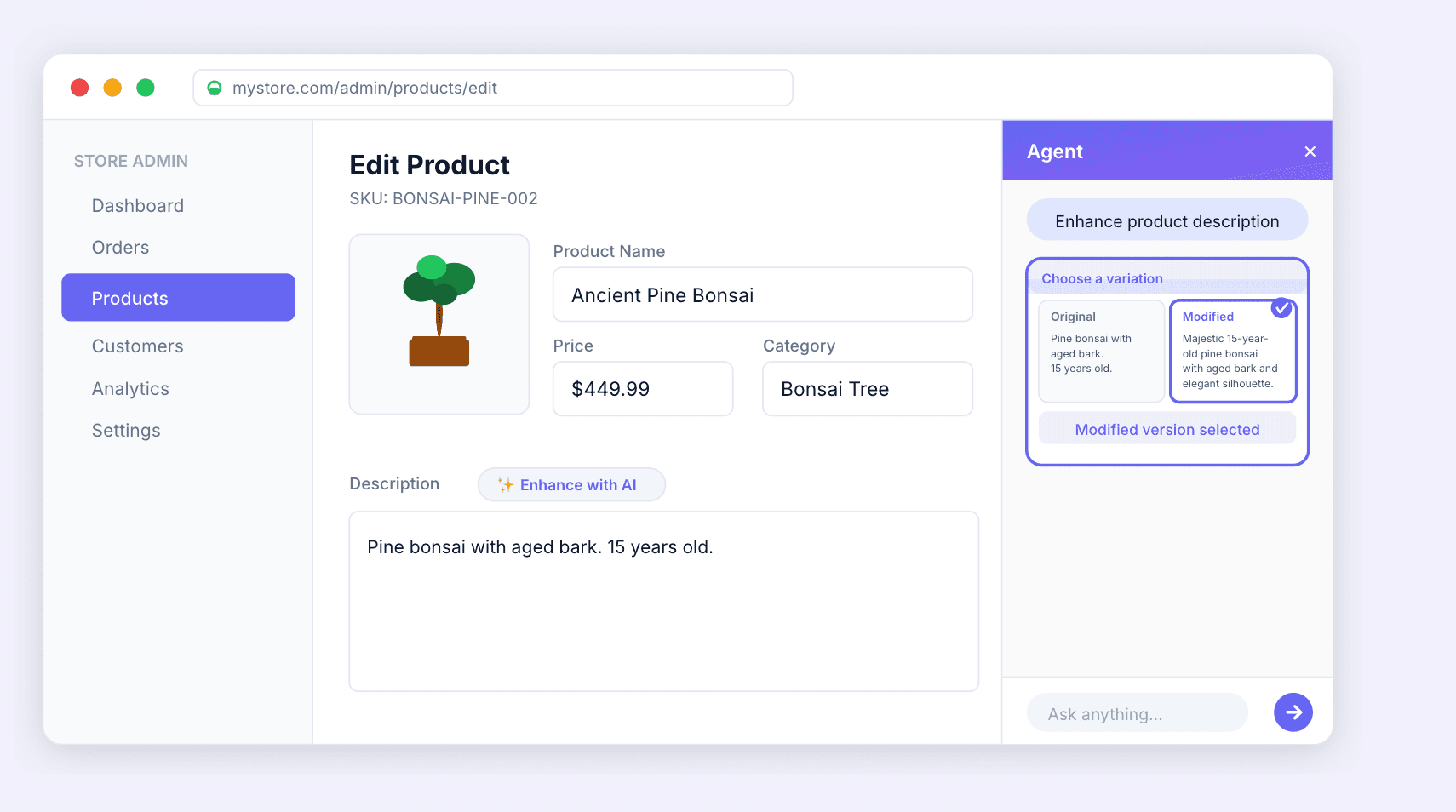 AI agent enhancing product description with UI context awareness